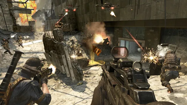 A first-person firefight in Call of Duty: Black Ops II. Original-game reference.