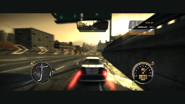 A sports car races along a sunlit road in SpeedBreaker.